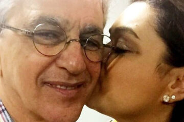 Caetano Veloso recebe beijo carinhoso de Preta Gil em foto de homenagem