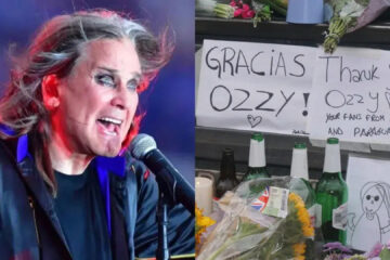 Ozzy Osbourne em show e mensagens de fãs com flores e cartazes em sua homenagem após a morte do vocalista do Black Sabbath.