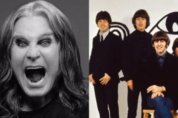 Montagem com Ozzy Osbourne e os Beatles, mostrando a influência da banda inglesa no ícone do heavy metal.