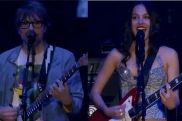 Olivia Rodrigo e Rivers Cuomo, do Weezer, tocando juntos no palco do Lollapalooza 2025 em Chicago.