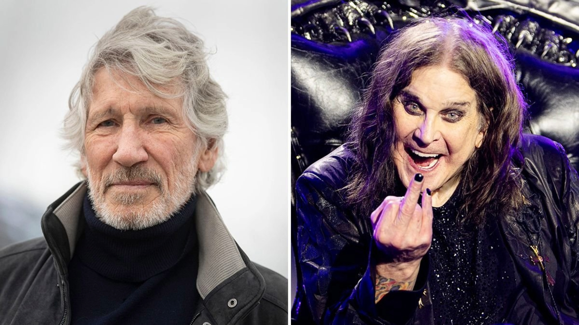 Montagem com Roger Waters, ex-Pink Floyd, e Ozzy Osbourne, vocalista do Black Sabbath.