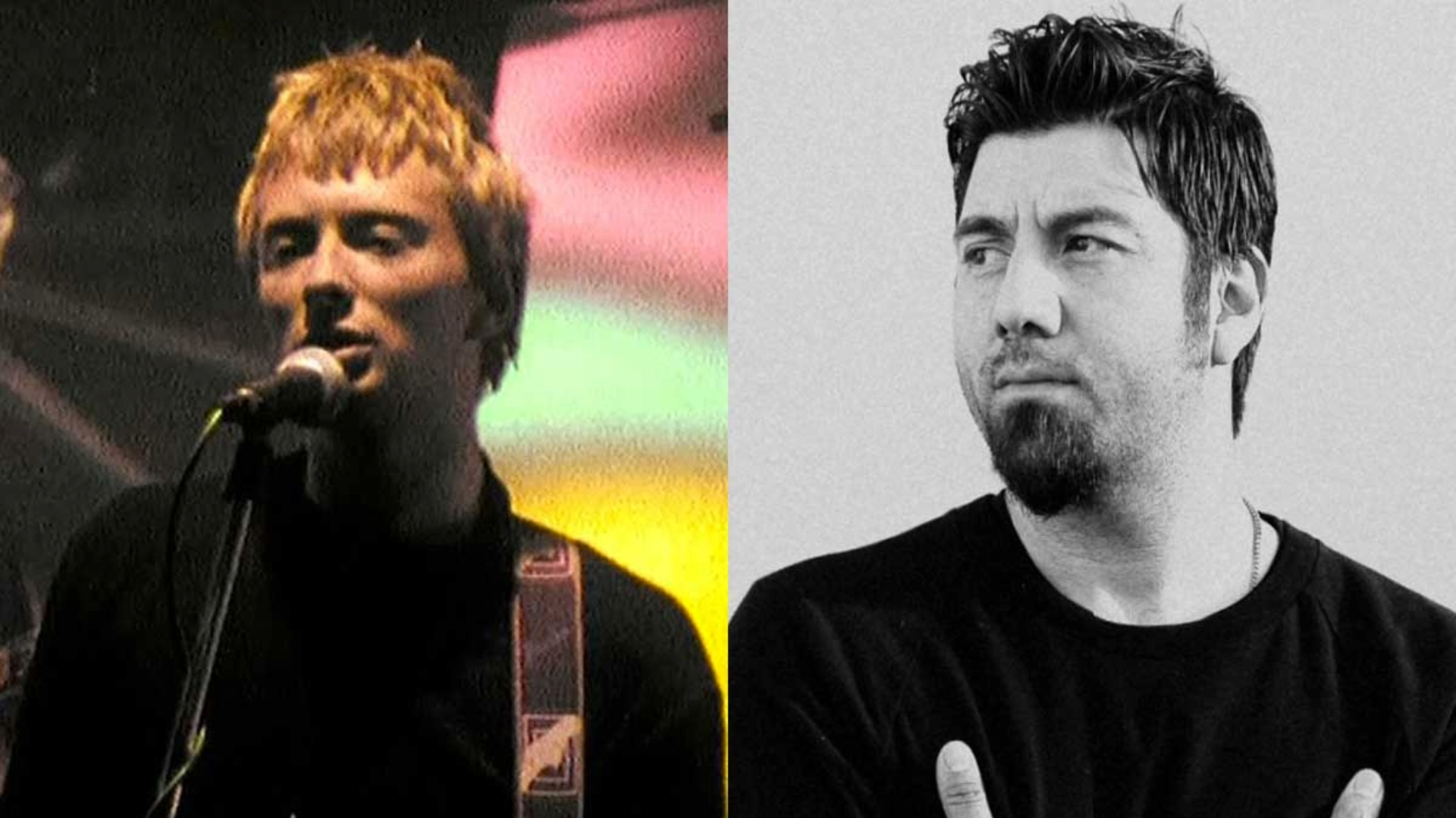 Thom Yorke do Radiohead e Chino Moreno do Deftones em montagem lado a lado.