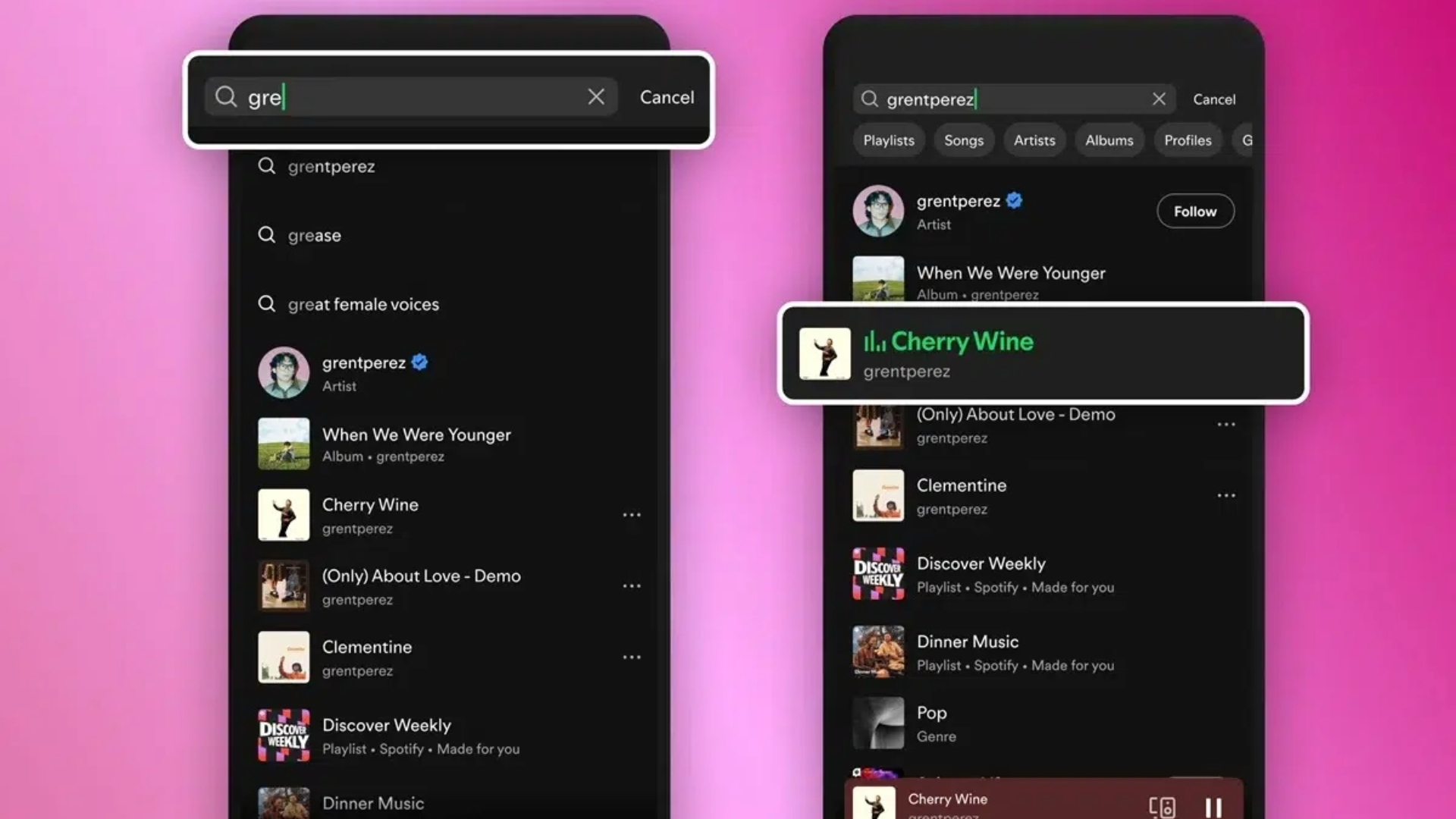 Tela do aplicativo Spotify mostrando busca por músicas após atualização do plano gratuito que permite escolher faixas específicas.