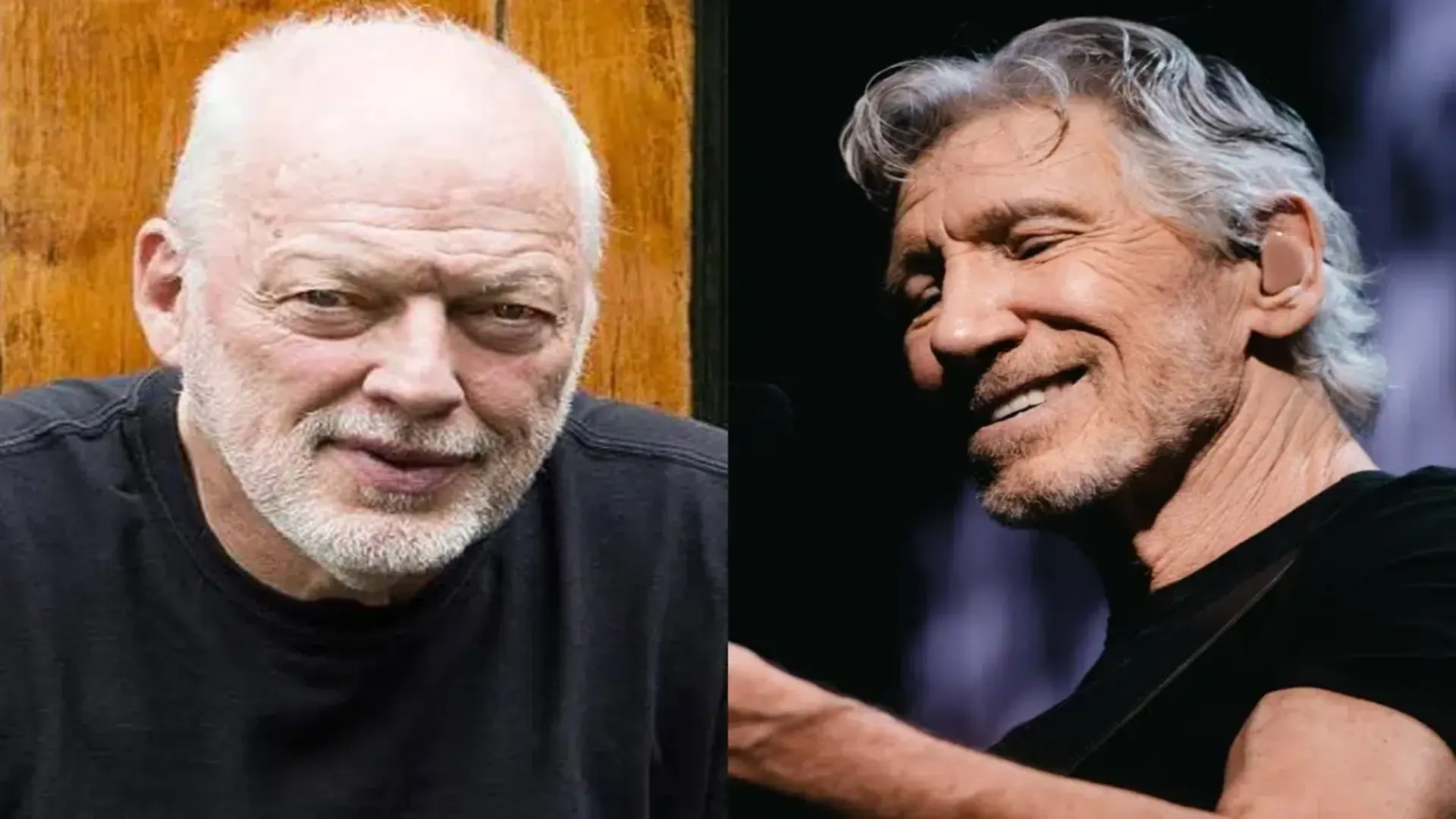 David Gilmour e Roger Waters lado a lado; ex-integrantes do Pink Floyd em conflito público sobre política e possível reunião da banda.