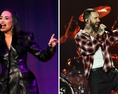 Demi Lovato e Adam Levine (Maroon 5) em apresentações ao vivo.