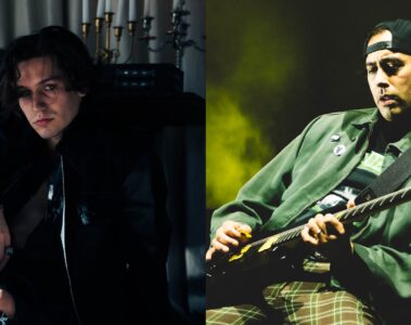 Huddy e Vic Fuentes em montagem promocional da música Burn The Ballroom Down.