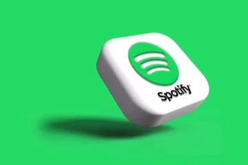 Logo 3D do Spotify em fundo verde, representando o Spotify Wrapped 2025.
