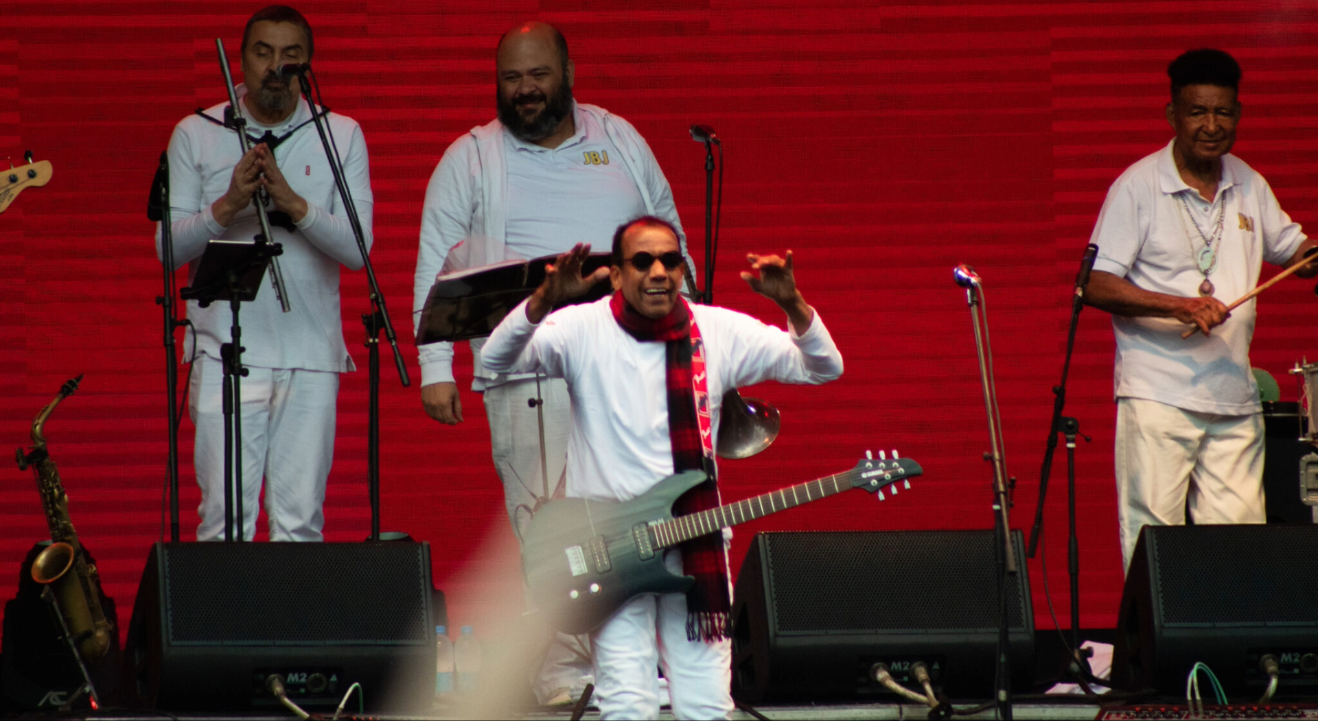 Jorge Ben Jor se apresentando ao vivo no palco do Rock The Mountain, em 2022