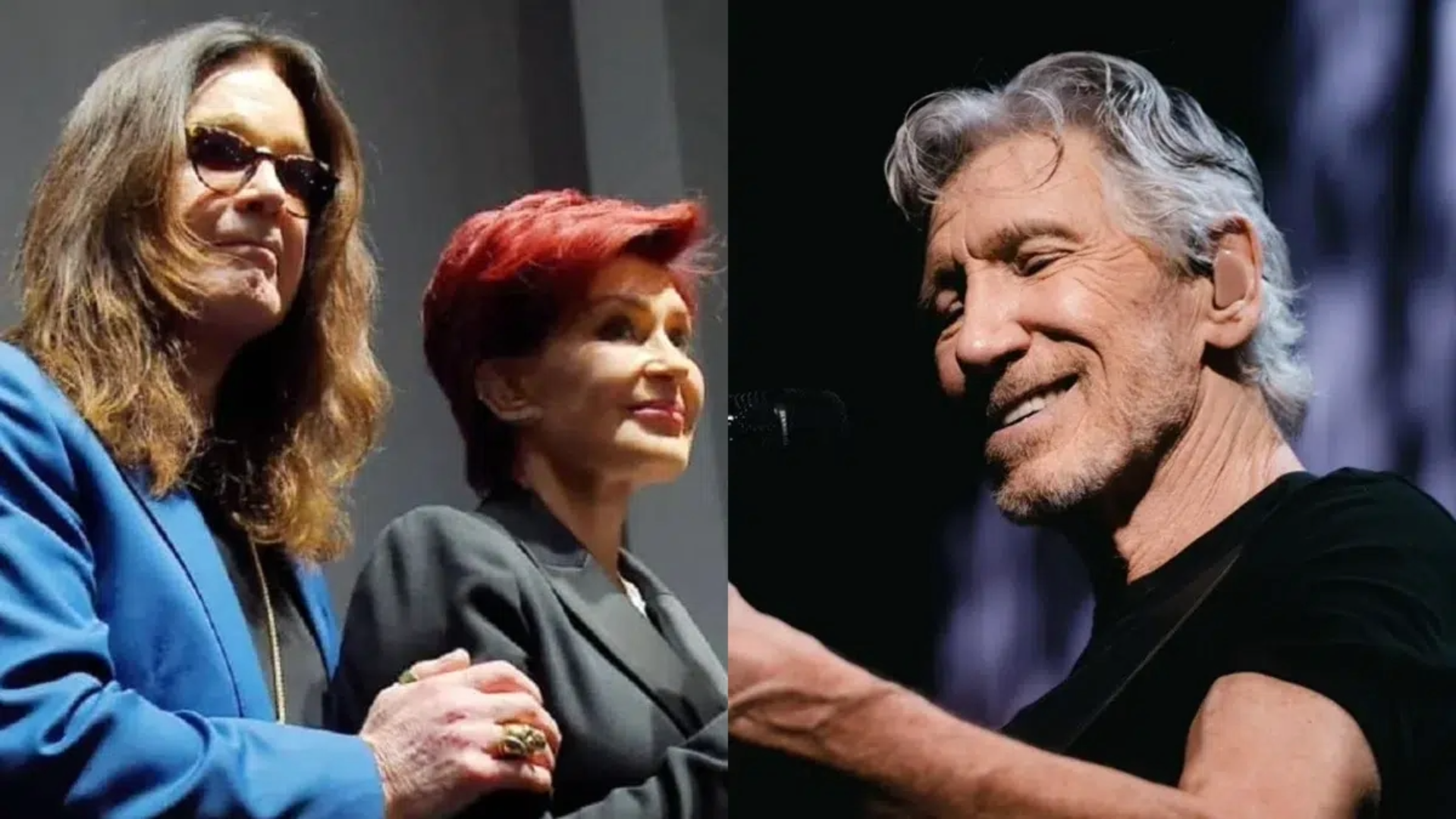 Roger Waters ao lado de Ozzy e Sharon Osbourne em montagem que ilustra polêmica entre o músico e a família Osbourne