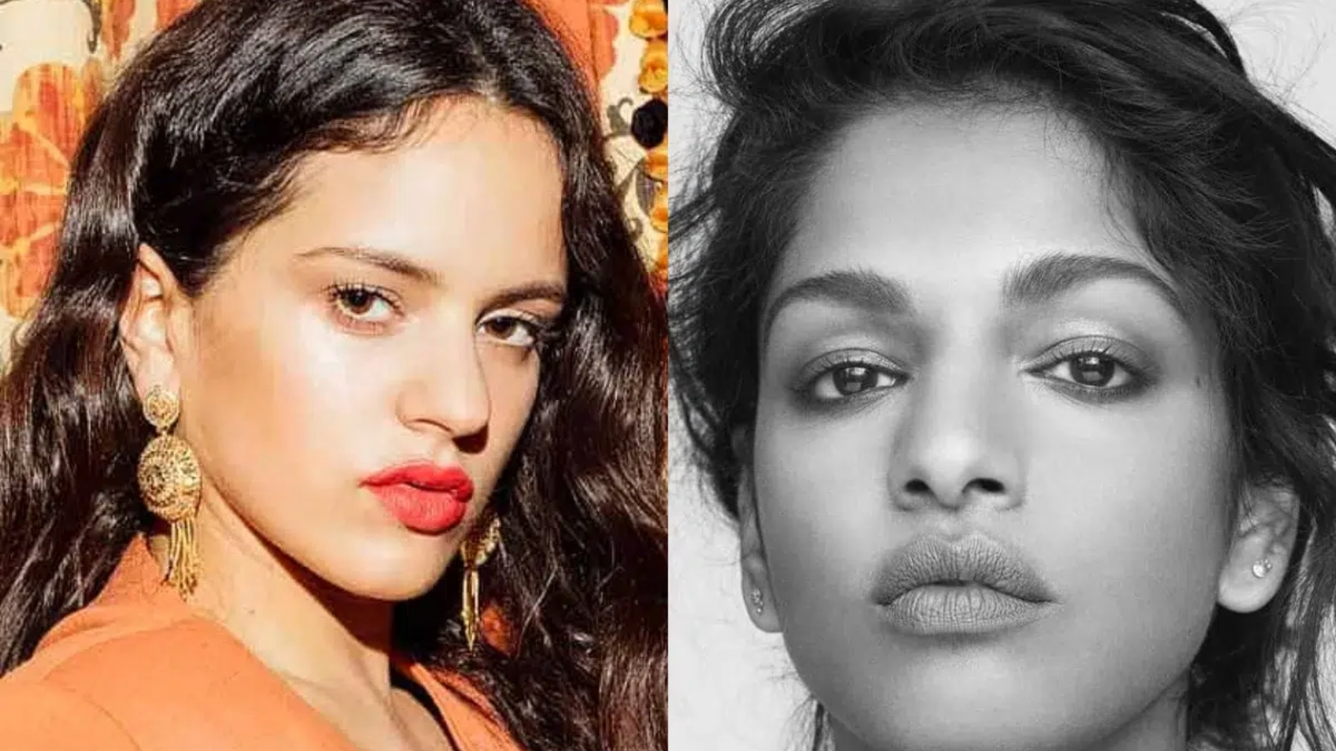 Rosalía e M.I.A. em montagem de fotos relacionada à polêmica sobre o álbum Lux