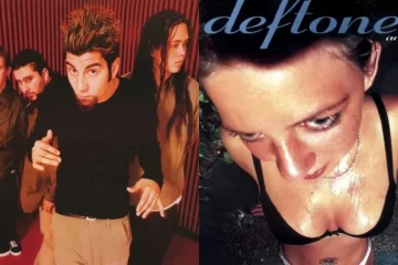 Capa do álbum Around the Fur, do Deftones, lançado em 1997, com a imagem de Lisa M. Hughes à beira de uma jacuzzi