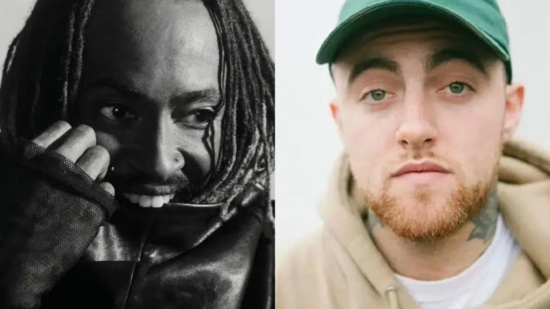 Thundercat e Mac Miller em montagem promocional para o single She Knows Too Much
