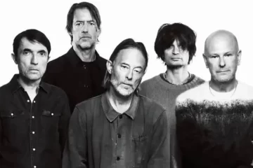 Banda Radiohead em retrato preto e branco