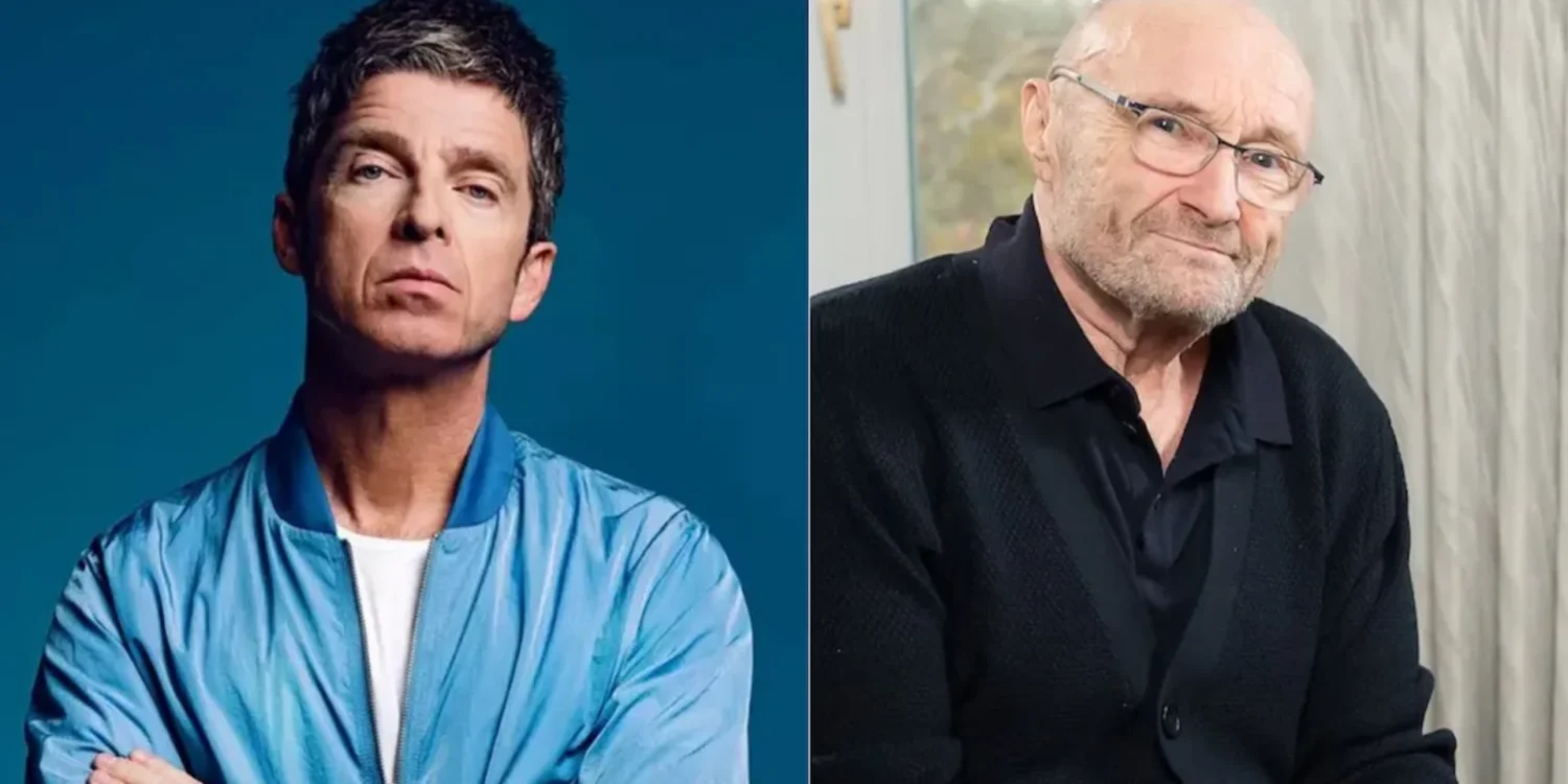 Noel Gallagher e Phil Collins em imagem lado a lado antes da cerimônia do Rock and Roll Hall of Fame 2026