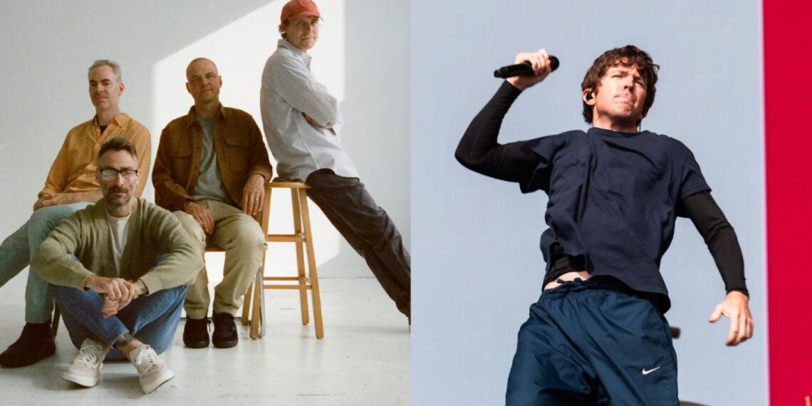 American Football em foto promocional ao lado de Brendan Yates, vocalista do Turnstile, durante colaboração na música No Feeling