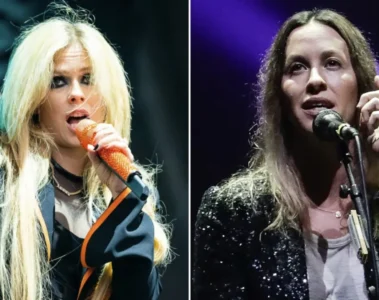 Avril Lavigne e Alanis Morissette em imagens de shows, artistas ligadas pela música Ironic
