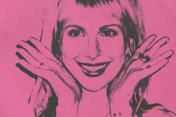 Ilustração em tom rosa de Hayley Williams com as mãos no rosto, arte visual do álbum Ego Death at a Bachelorette Party
