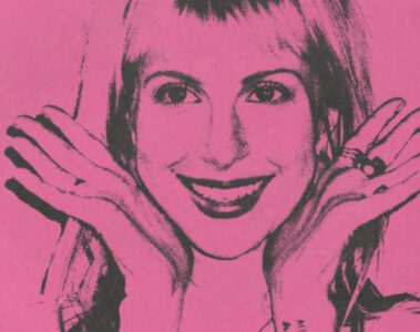 Ilustração em tom rosa de Hayley Williams com as mãos no rosto, arte visual do álbum Ego Death at a Bachelorette Party