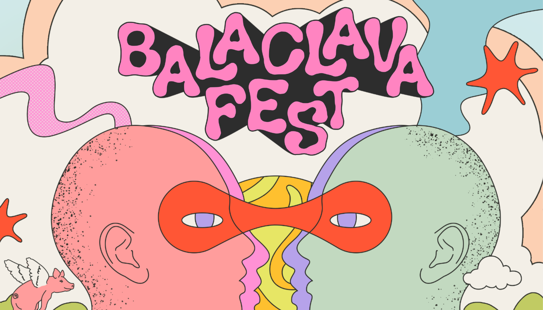 Arte oficial do Balaclava Fest 2026, festival de música alternativa que acontece em São Paulo com line-up internacional