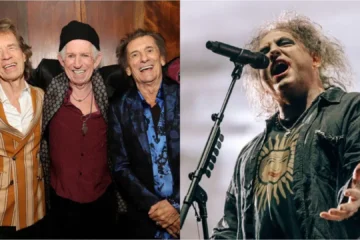 The Rolling Stones ao lado de Robert Smith em montagem promocional