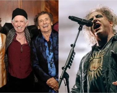 The Rolling Stones ao lado de Robert Smith em montagem promocional