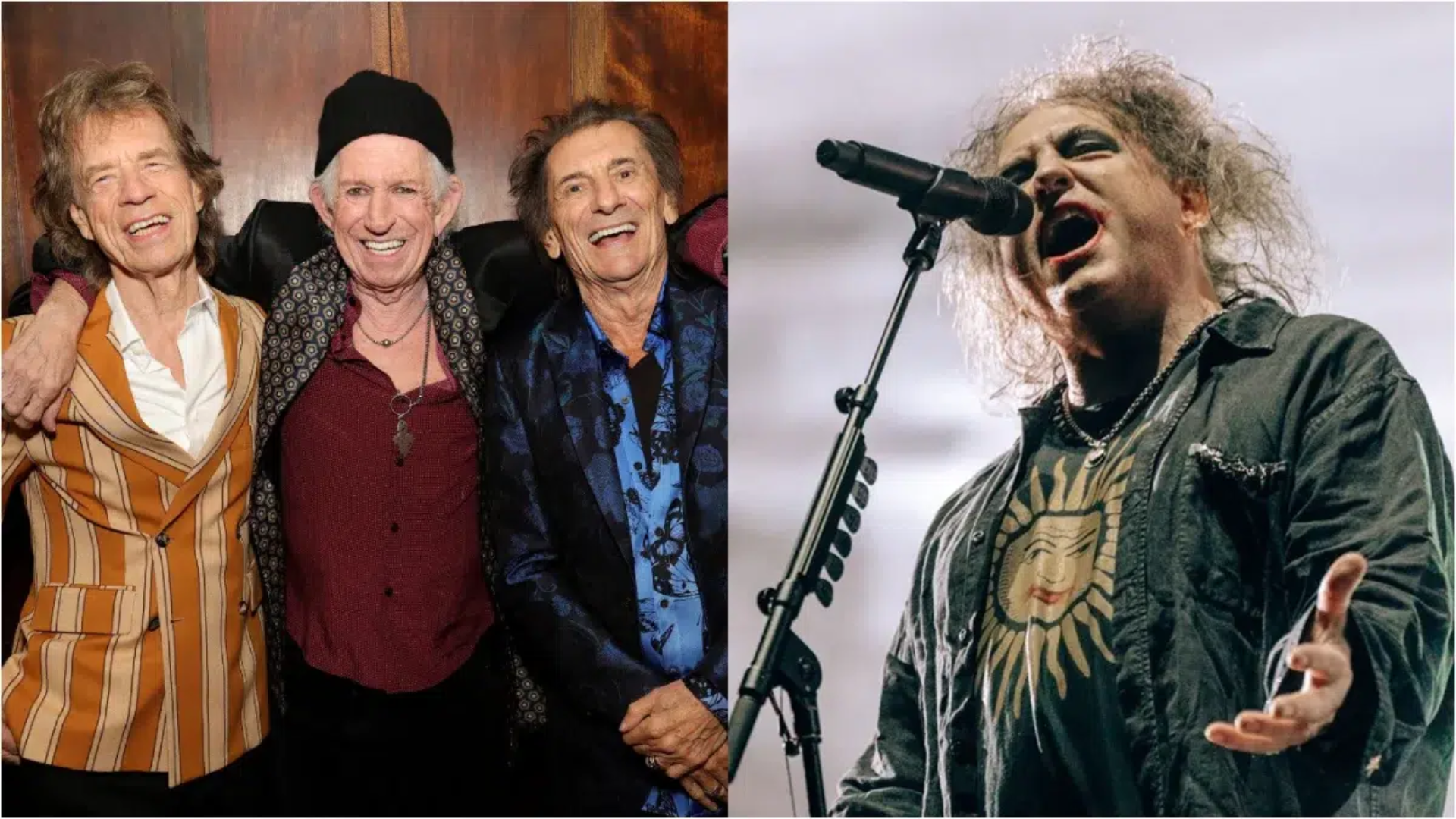 The Rolling Stones ao lado de Robert Smith em montagem promocional