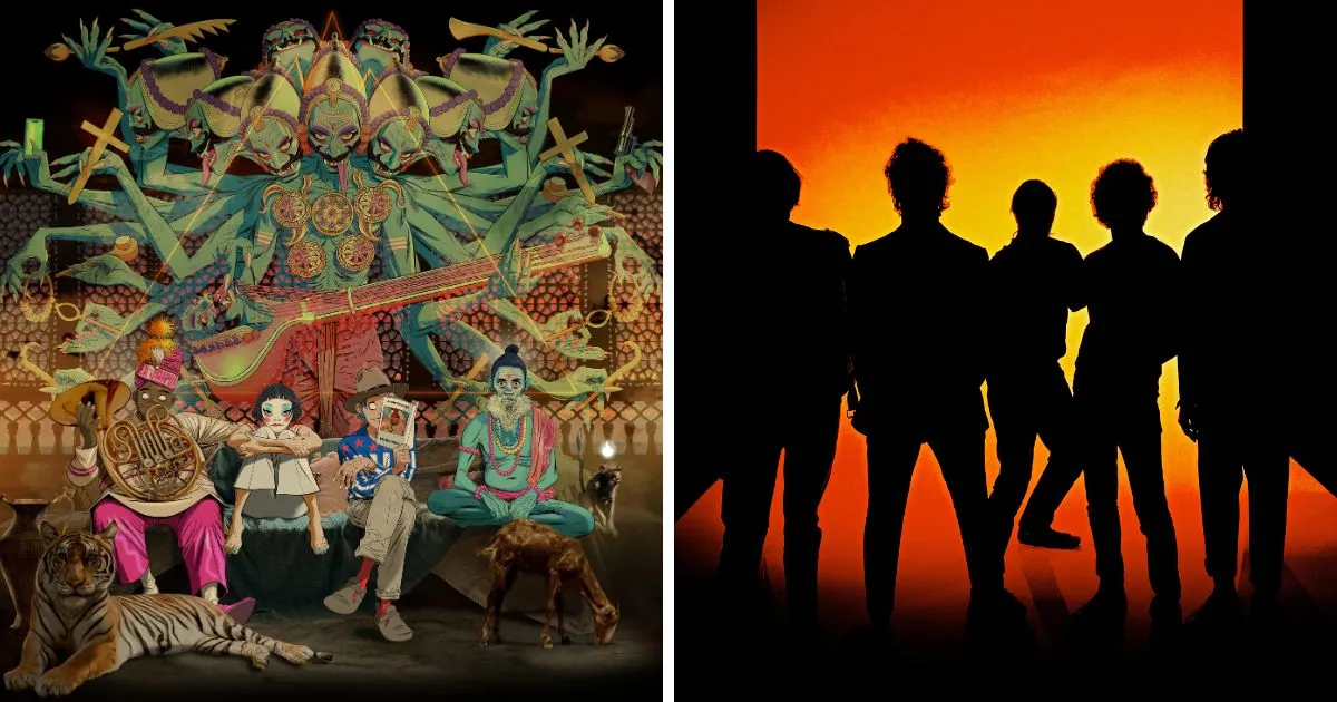 Arte do Gorillaz e foto promocional do The Strokes, atrações confirmadas no Primavera Sound São Paulo 2026.