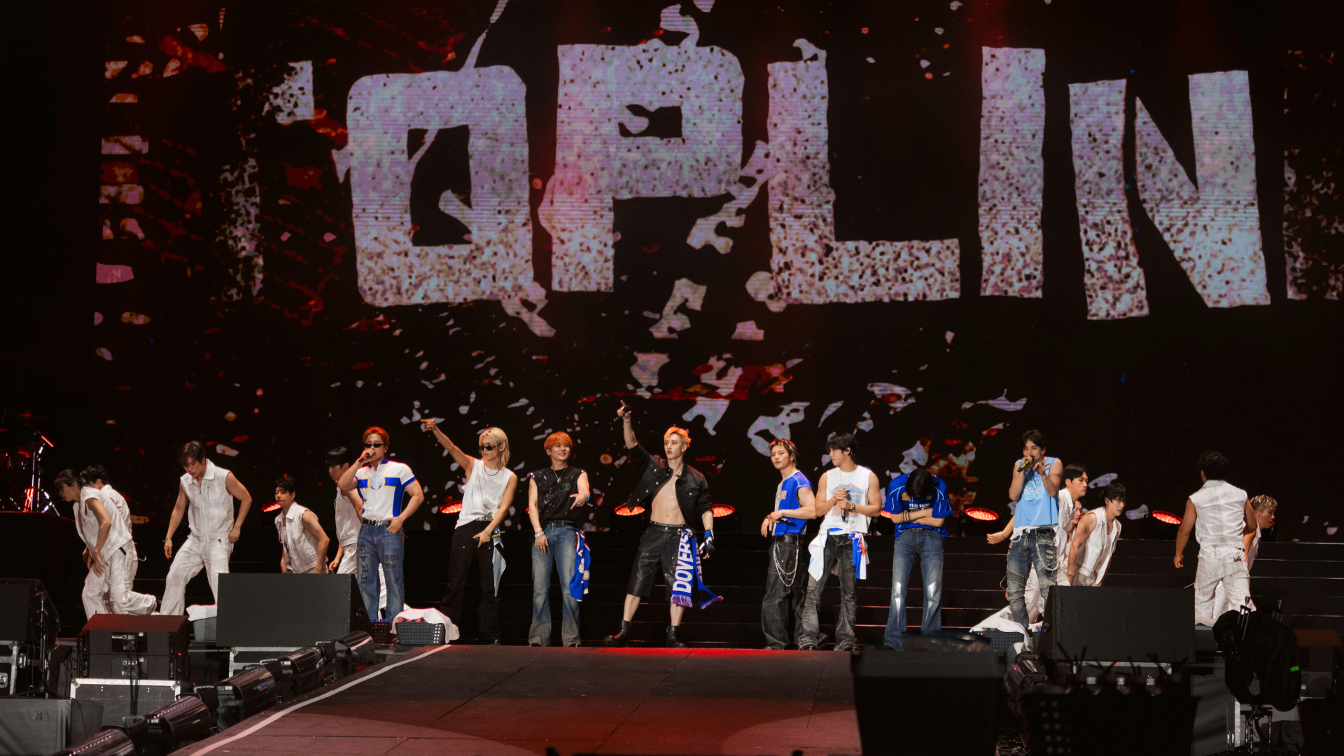 Stray Kids durante apresentação como headliner do Palco Mundo no Rock in Rio 2026